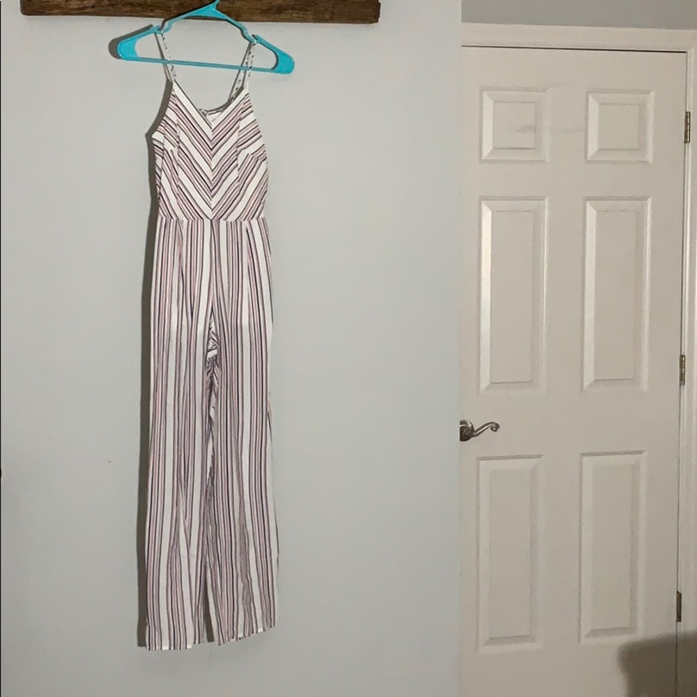 Pink blue and white jumpsuit